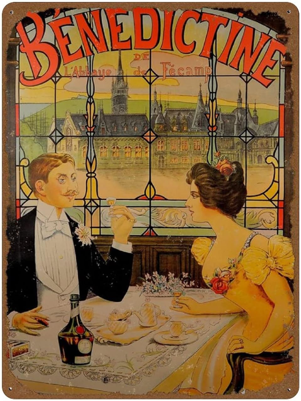Wine Beer And Spirit - Винтажный постер «Бенедиктинские пивоварни Франции 1890»:
